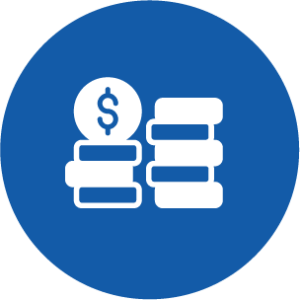 An icon graphic featuring coins